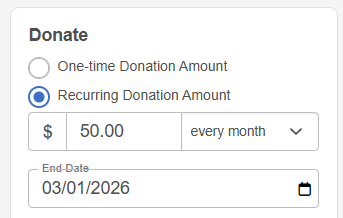 recurring donation fields