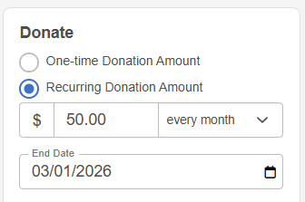 recurring donation amount