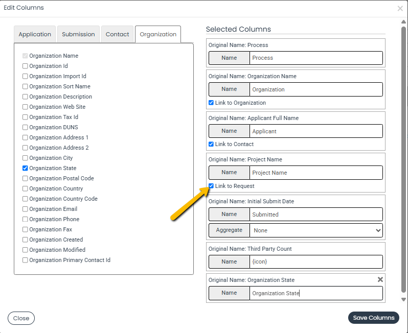 link checkbox