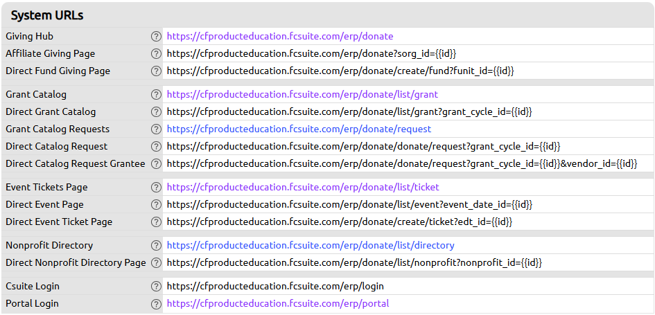 system urls