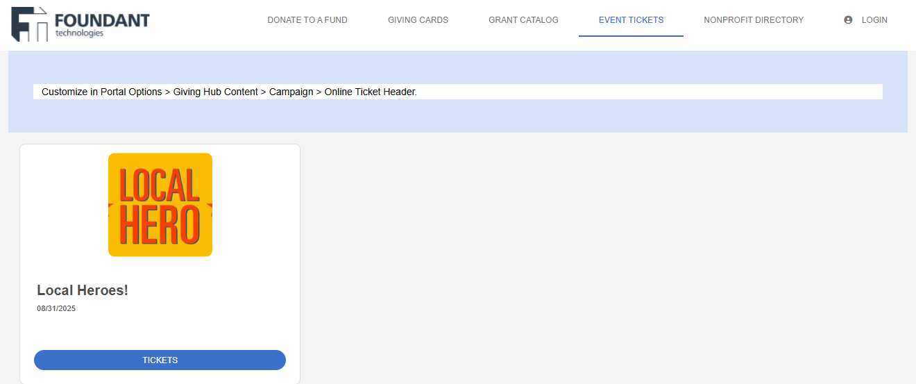 event tickets page