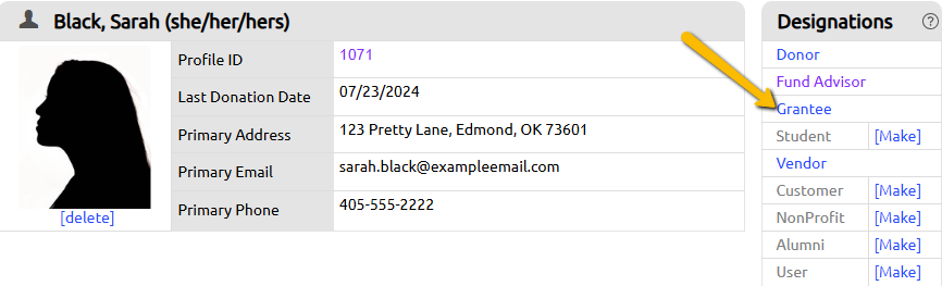 profile designation