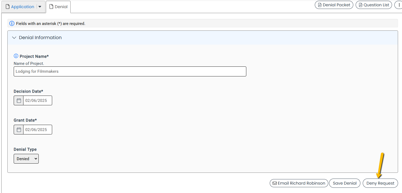 deny request