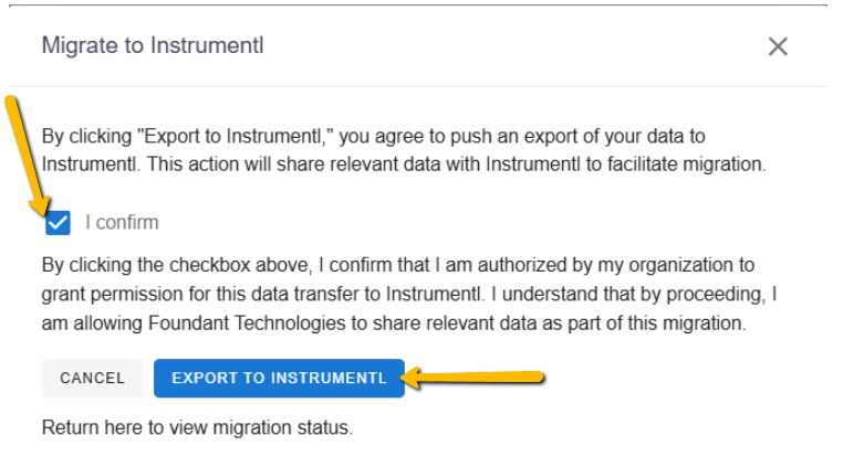 export to instrumentl button