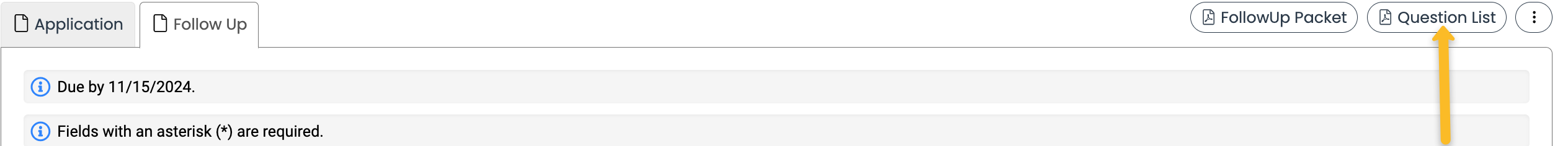 question list button