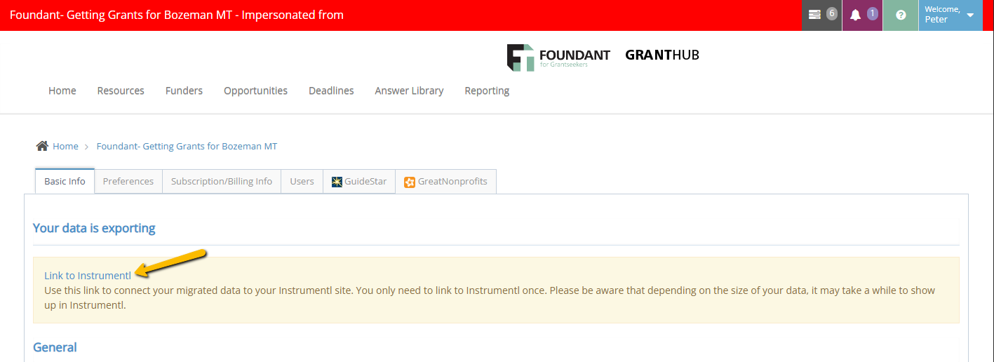 link to instumentl button
