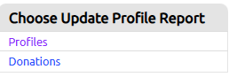 profiles and donations button