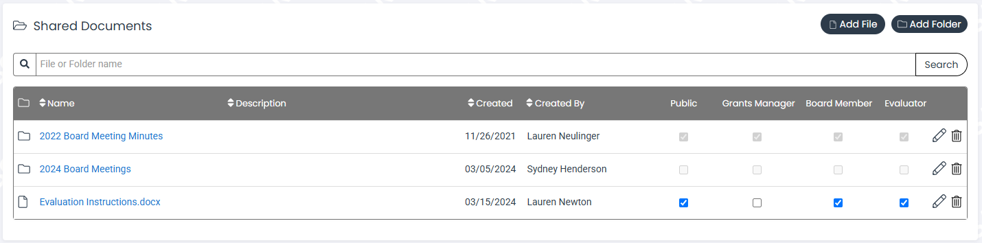 shared documents page