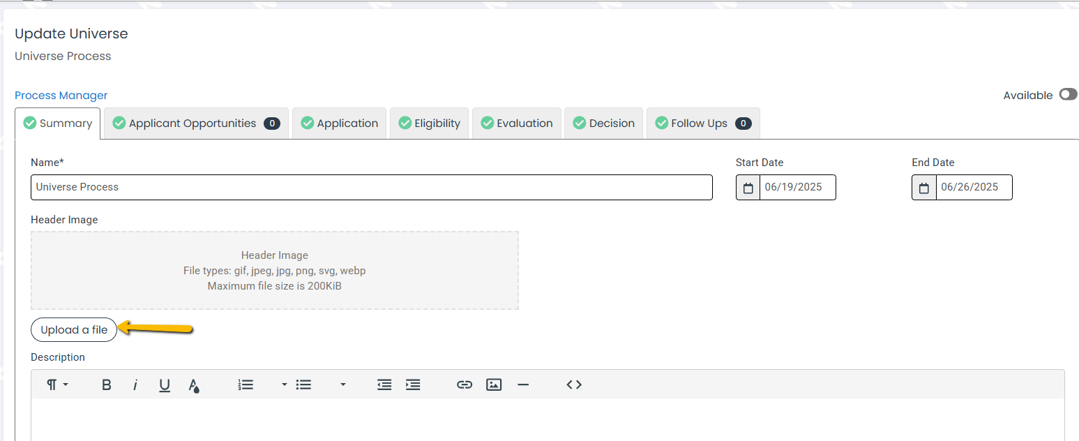 upload a file button