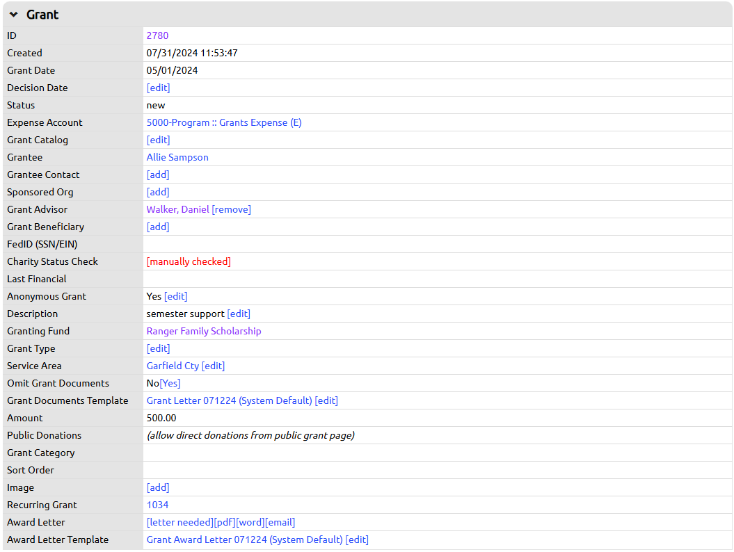 grant edit options