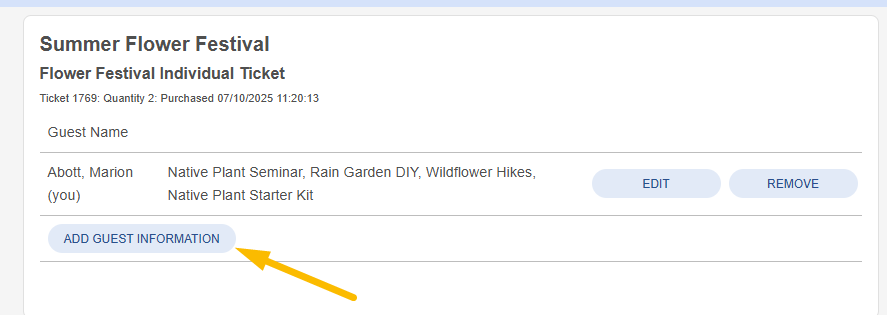add guest button