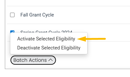 activate selected eligibility option