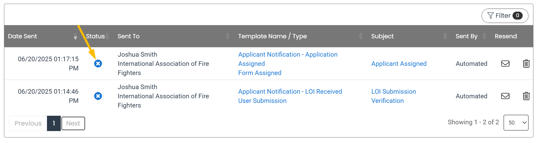 status icon