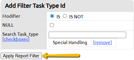 apply report filter button