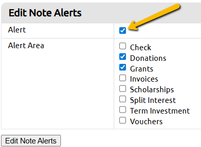 alert checkbox