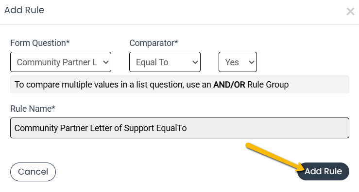 add rule button