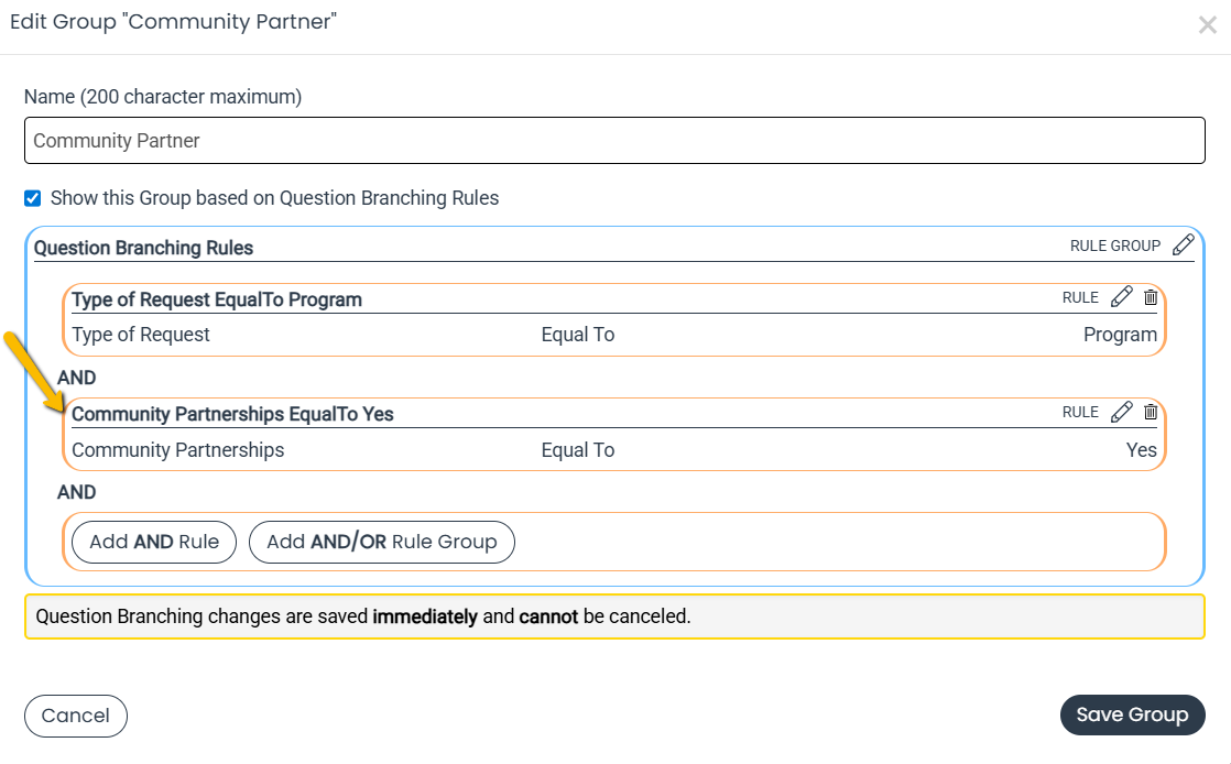 second level of question branching