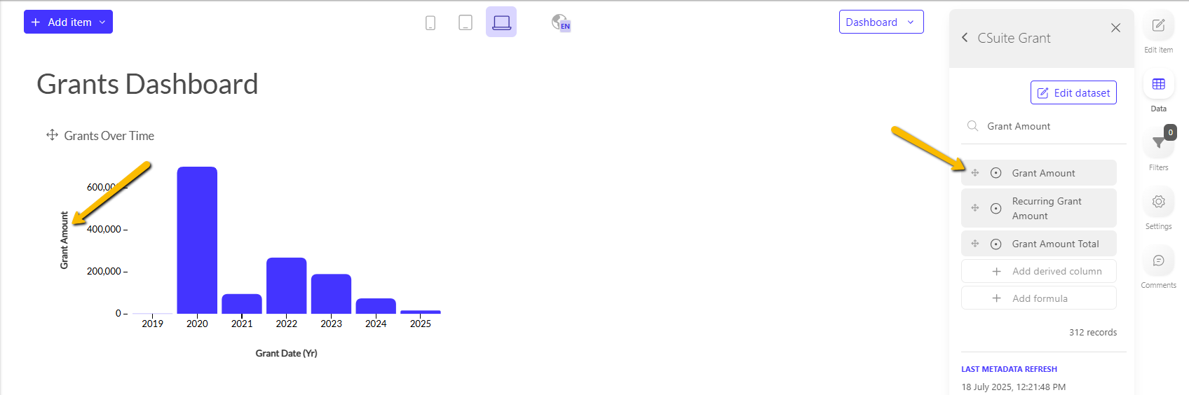 data option drag and drop