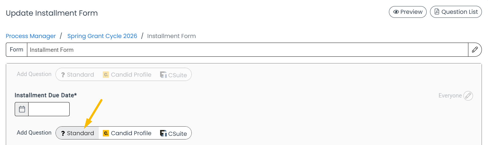 standard question button