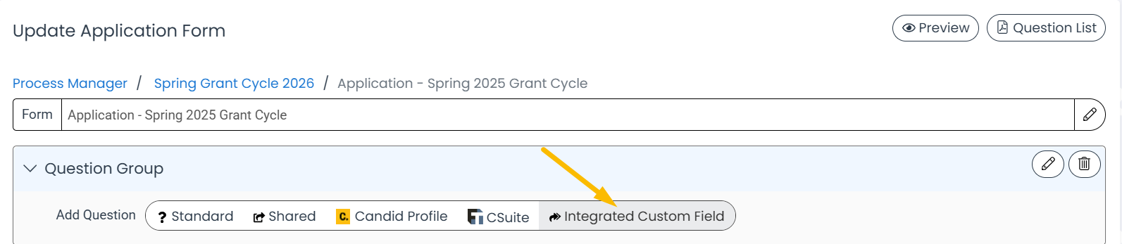 integrated custom field button