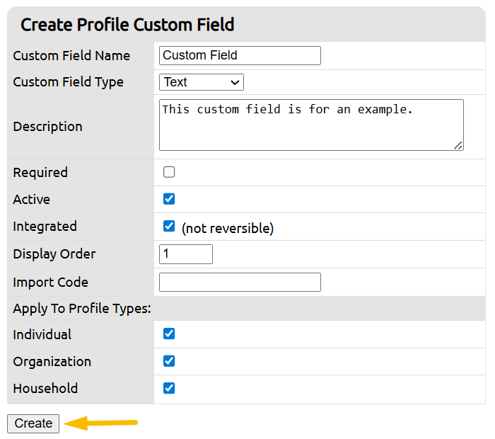 create button