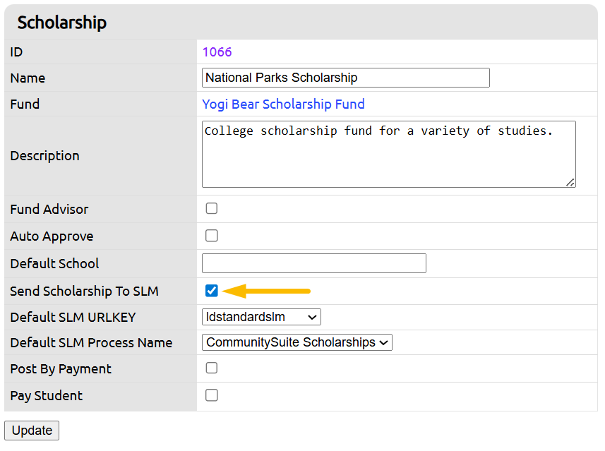 send scholarship to SLM box