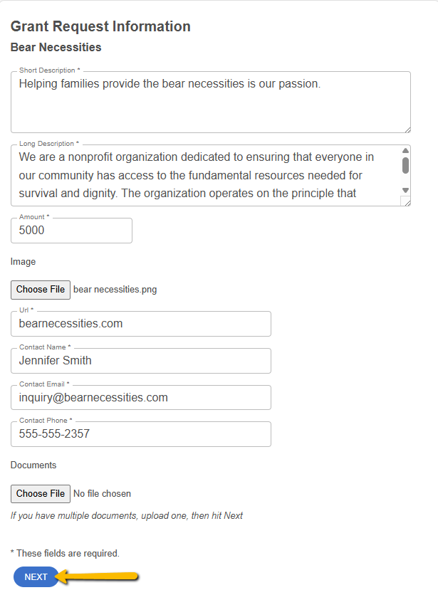 grant request form