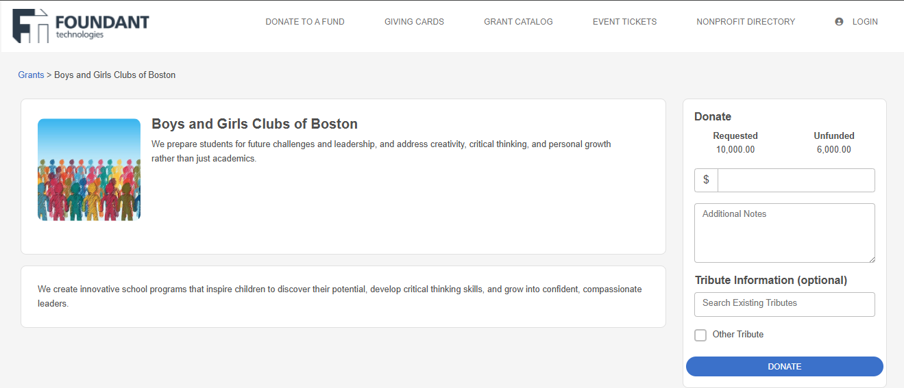 individual grant catalog page