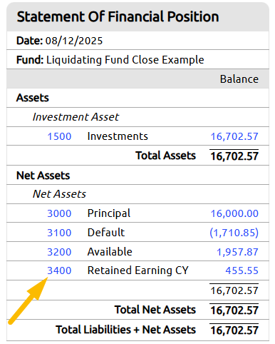 extra net asset account