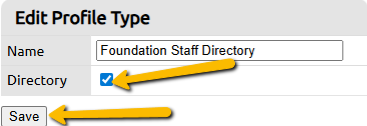 directory box and save button