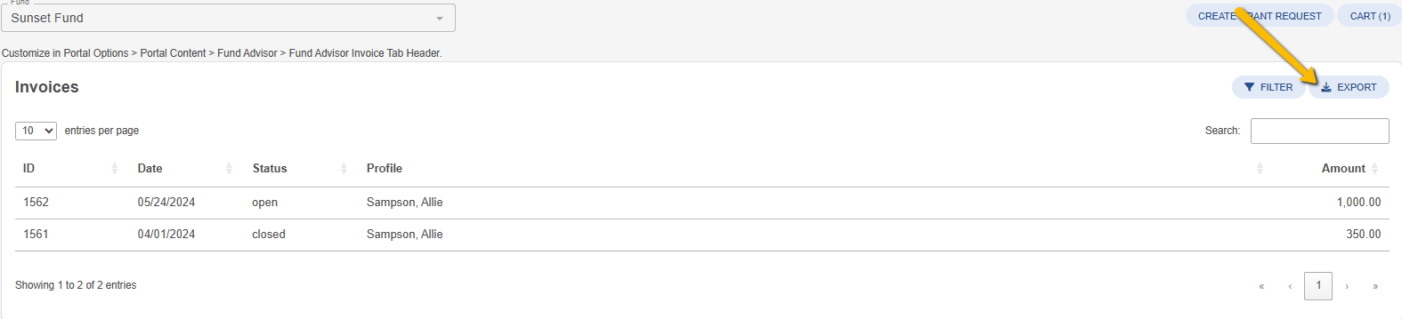 export button