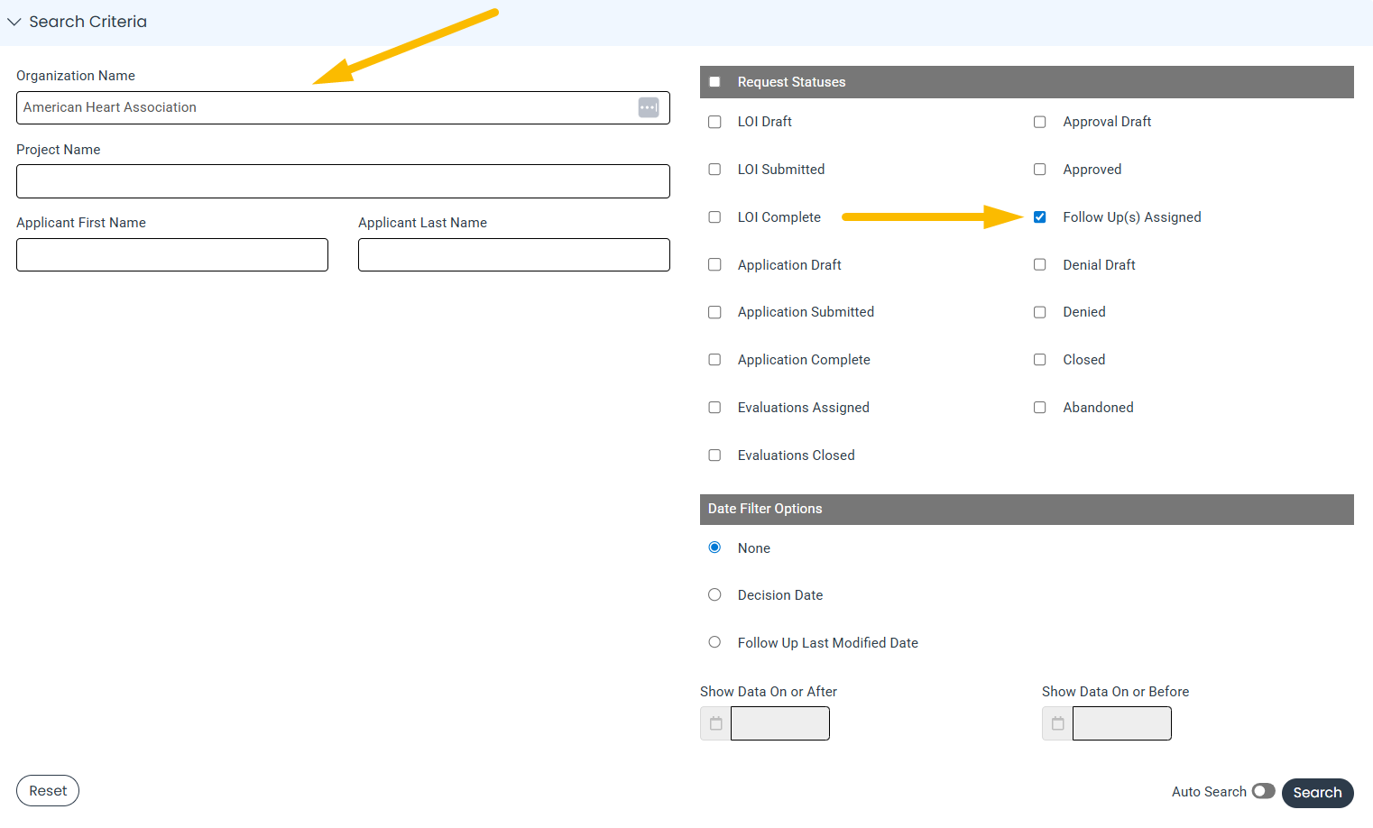 Enter Search Criteria