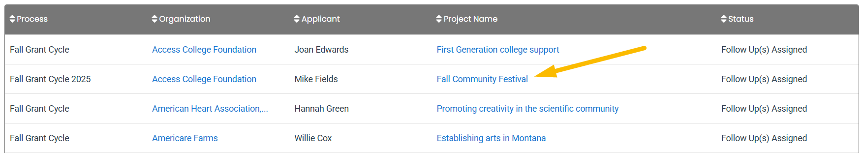 Click Project Name