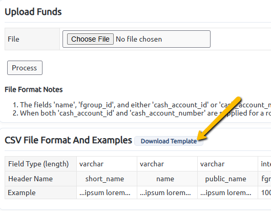 download template button