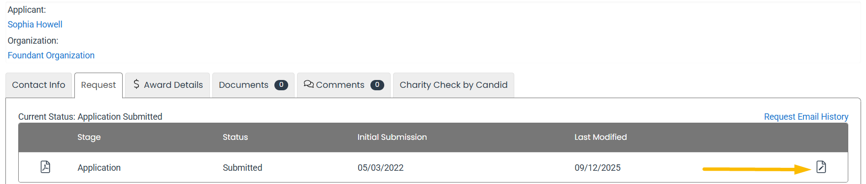 from request summary page