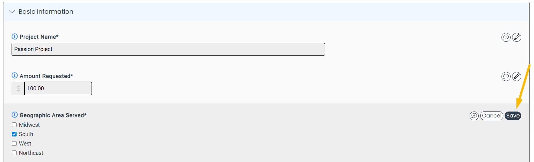 save button