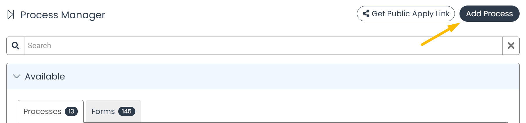 add a new process button