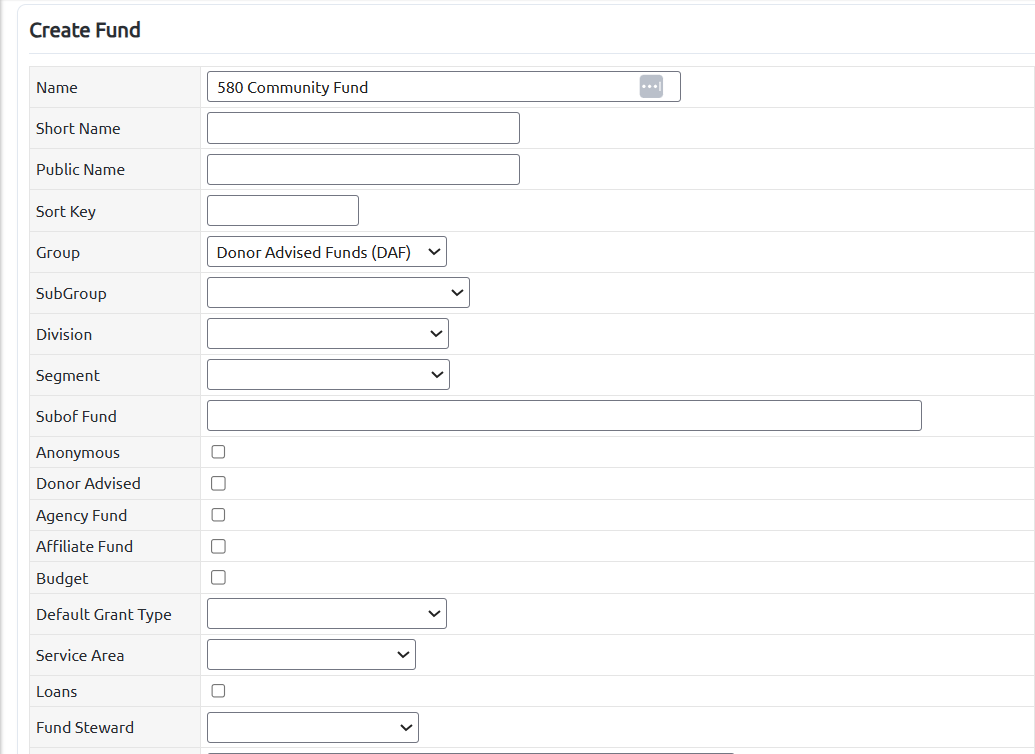 create fund page