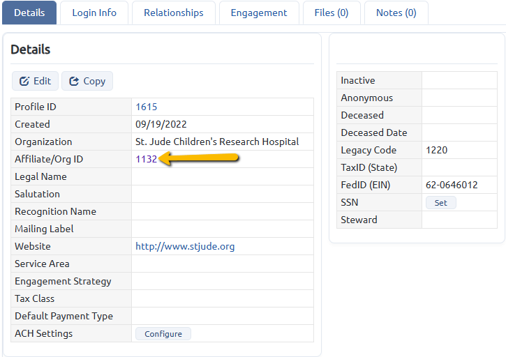affiliate org id
