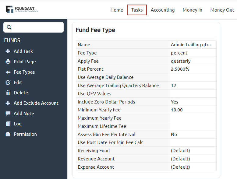 fund fee type fields