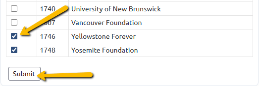 check box and submit button