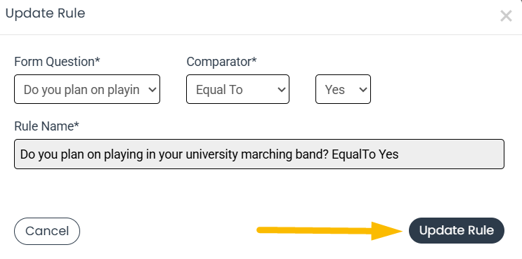 update rule button