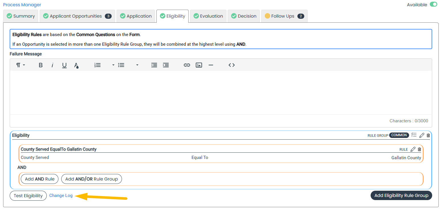 change log link