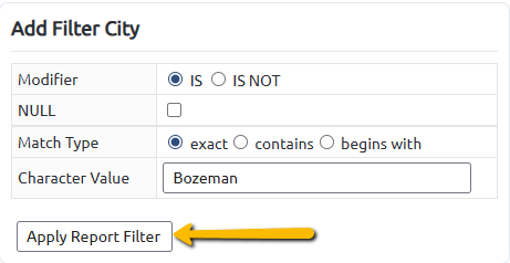 apply report filter button