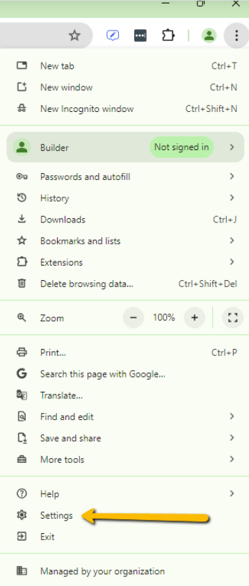 settings button