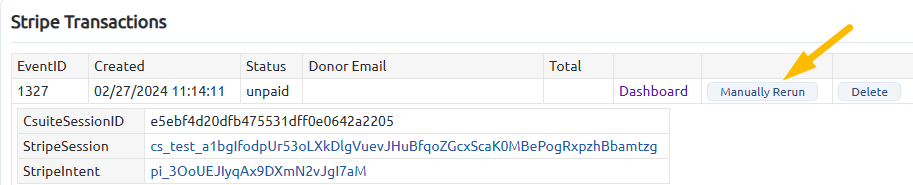stripe manually rerun transaction