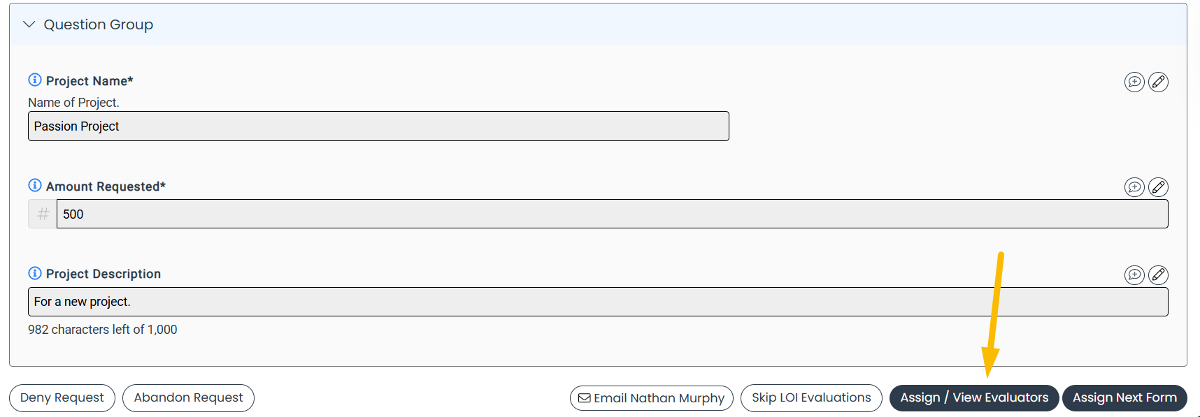Assign and View Evaluators button