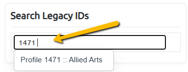 legacy id search