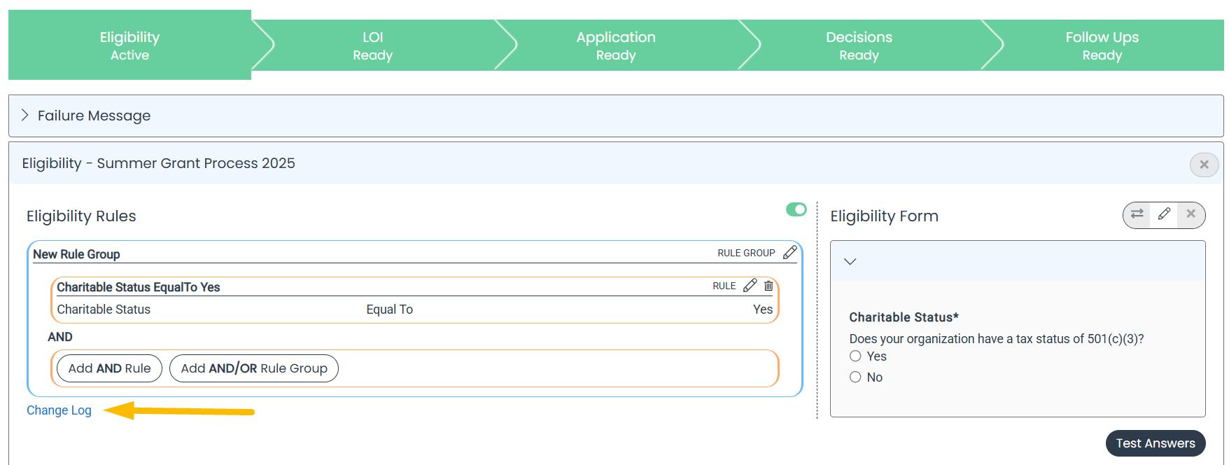change log link