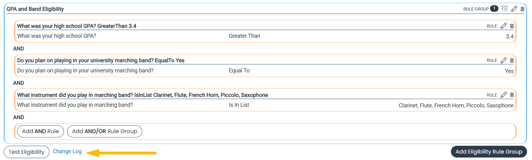 change log link